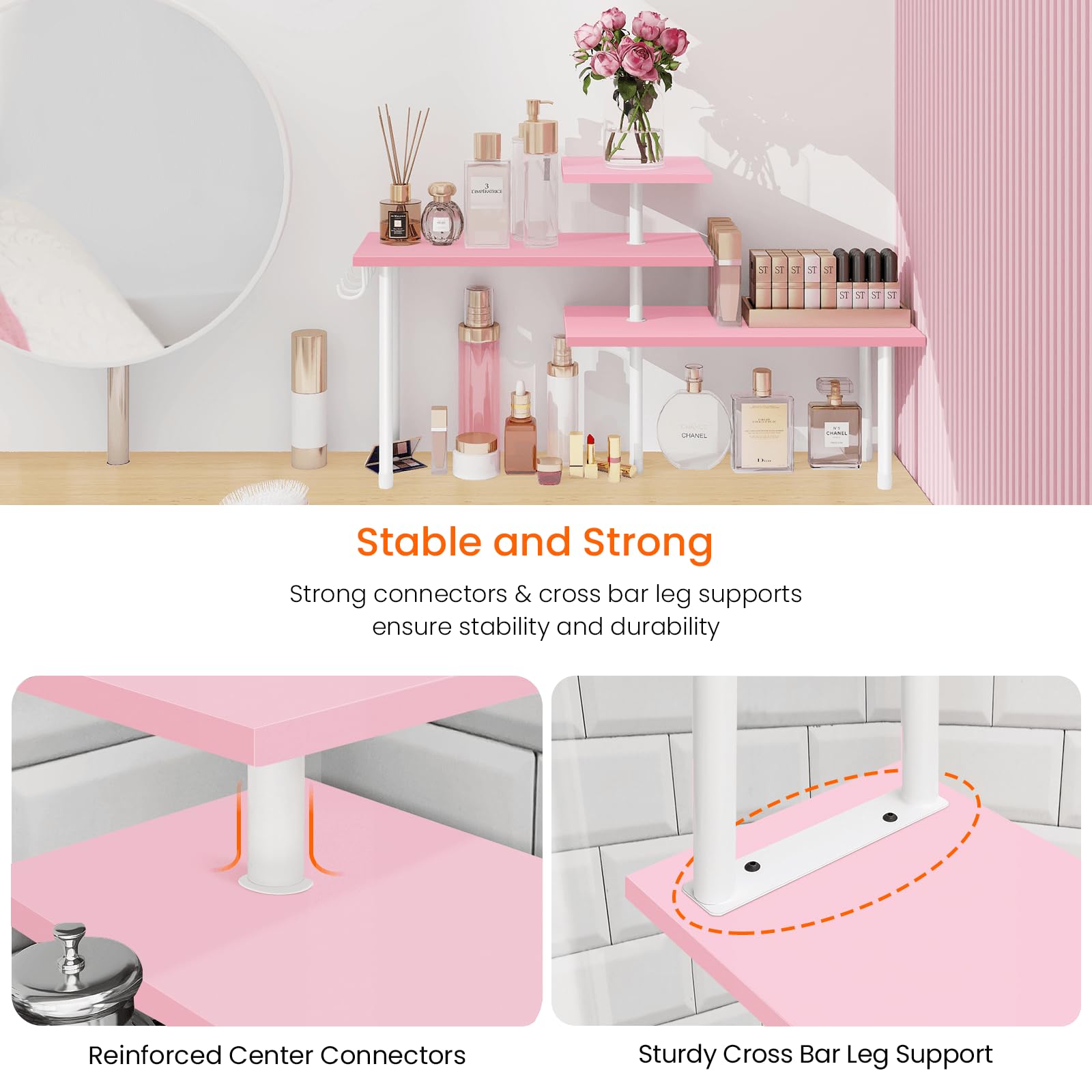 Homode versatile bathroom storage doubles as makeup organizer and desk shelf.