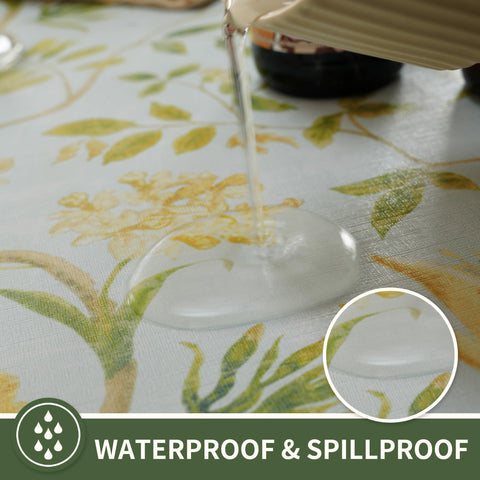 HOMOHEINI leaves-pattern table cloth ideal for indoor gatherings and protection from spills.
