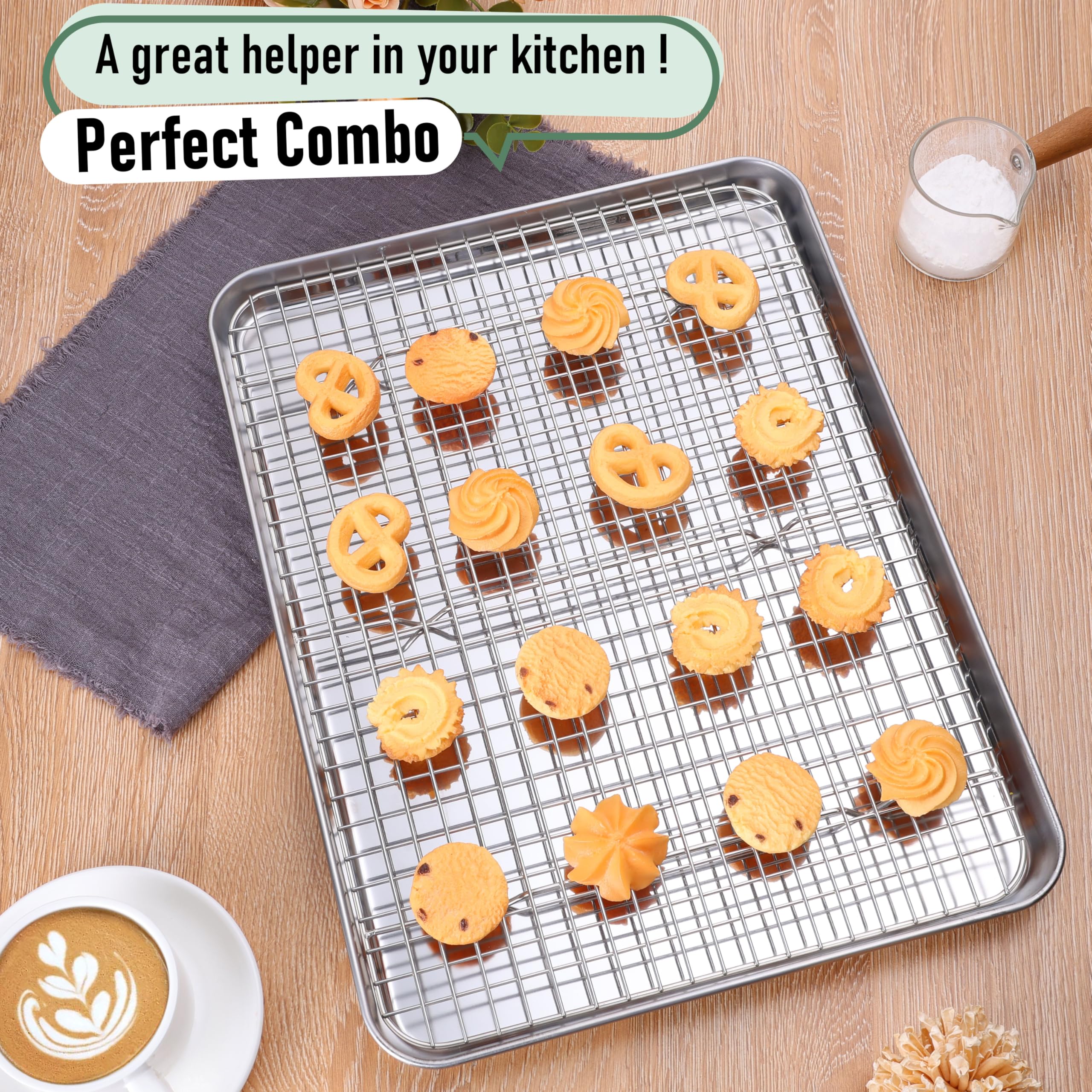Homokit 1-inch deep sides keep juices contained during cooking.