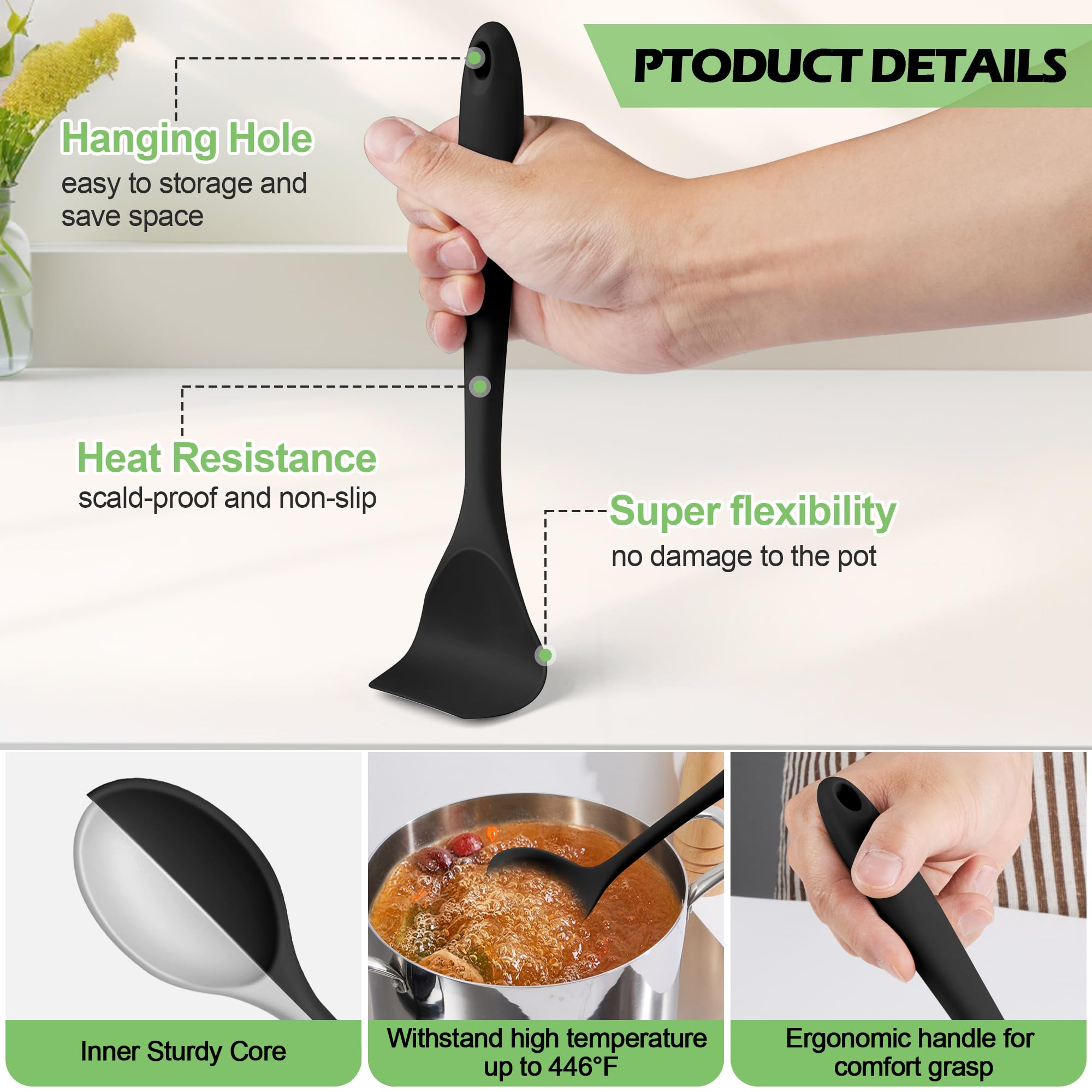 Homokit pasta server silicone utensil for easy serving with coated cookware.
