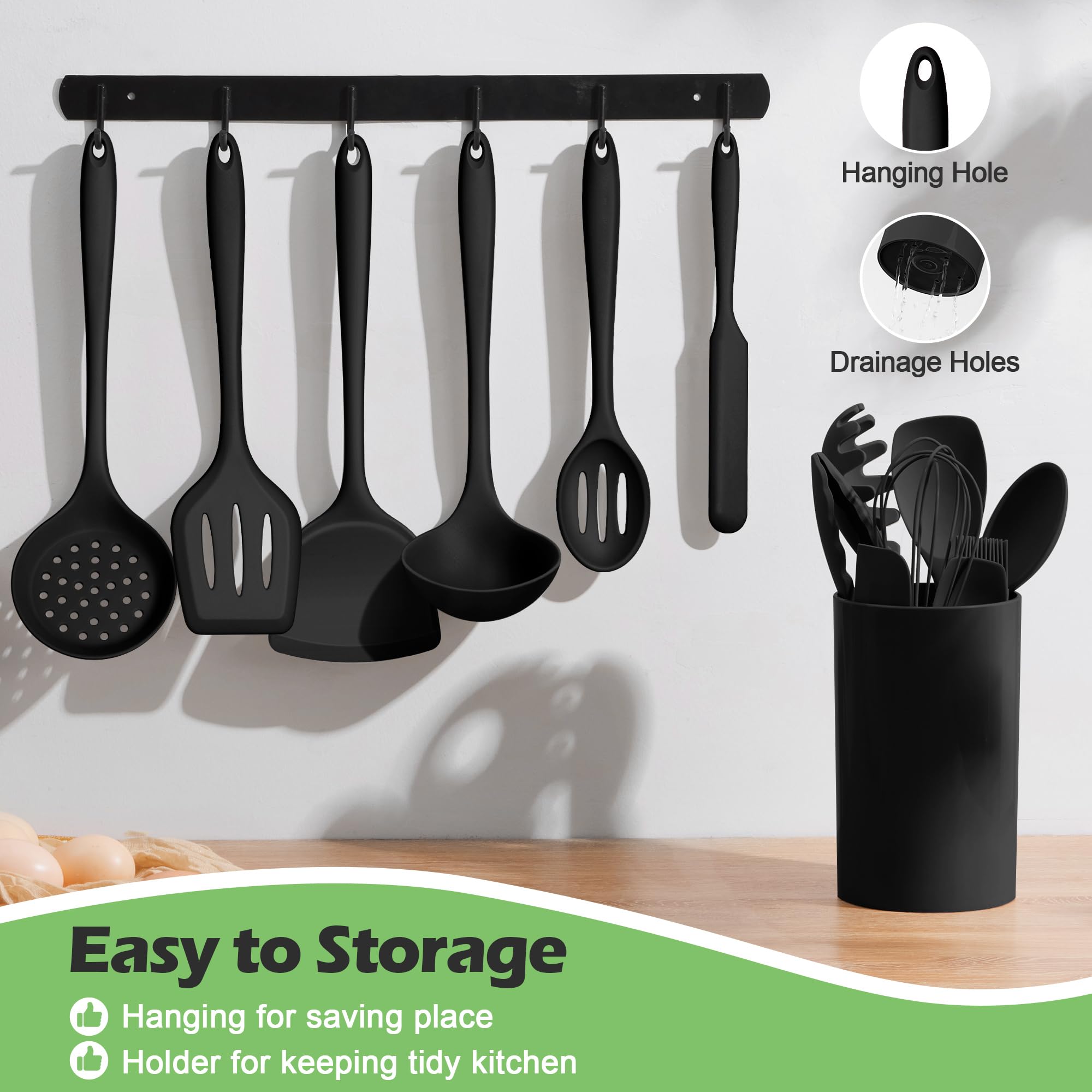 Homokit silicone skimmer spoon drains liquids safely during cooking.