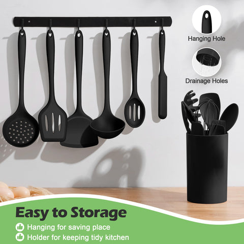 Homokit silicone skimmer spoon drains liquids safely during cooking.