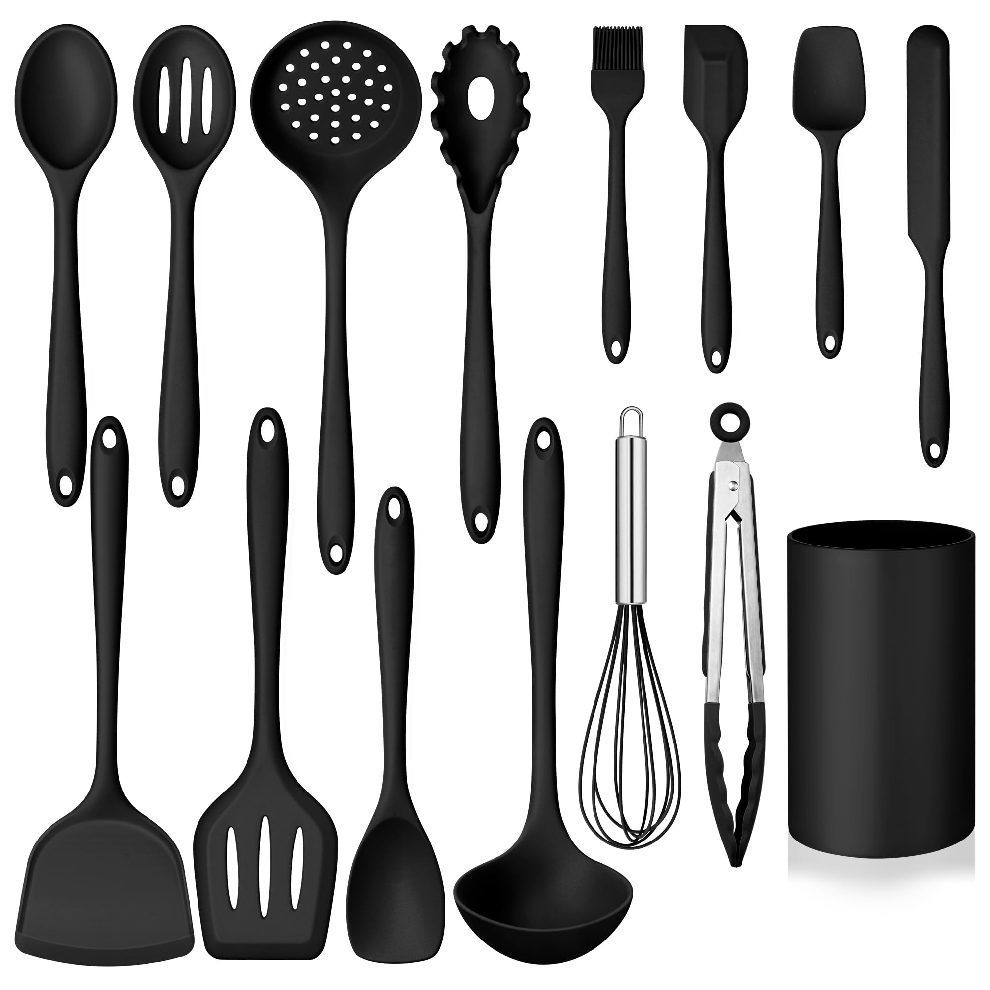 Homokit solid spoon silicone utensil, safe for nonstick pans and easy cleaning.