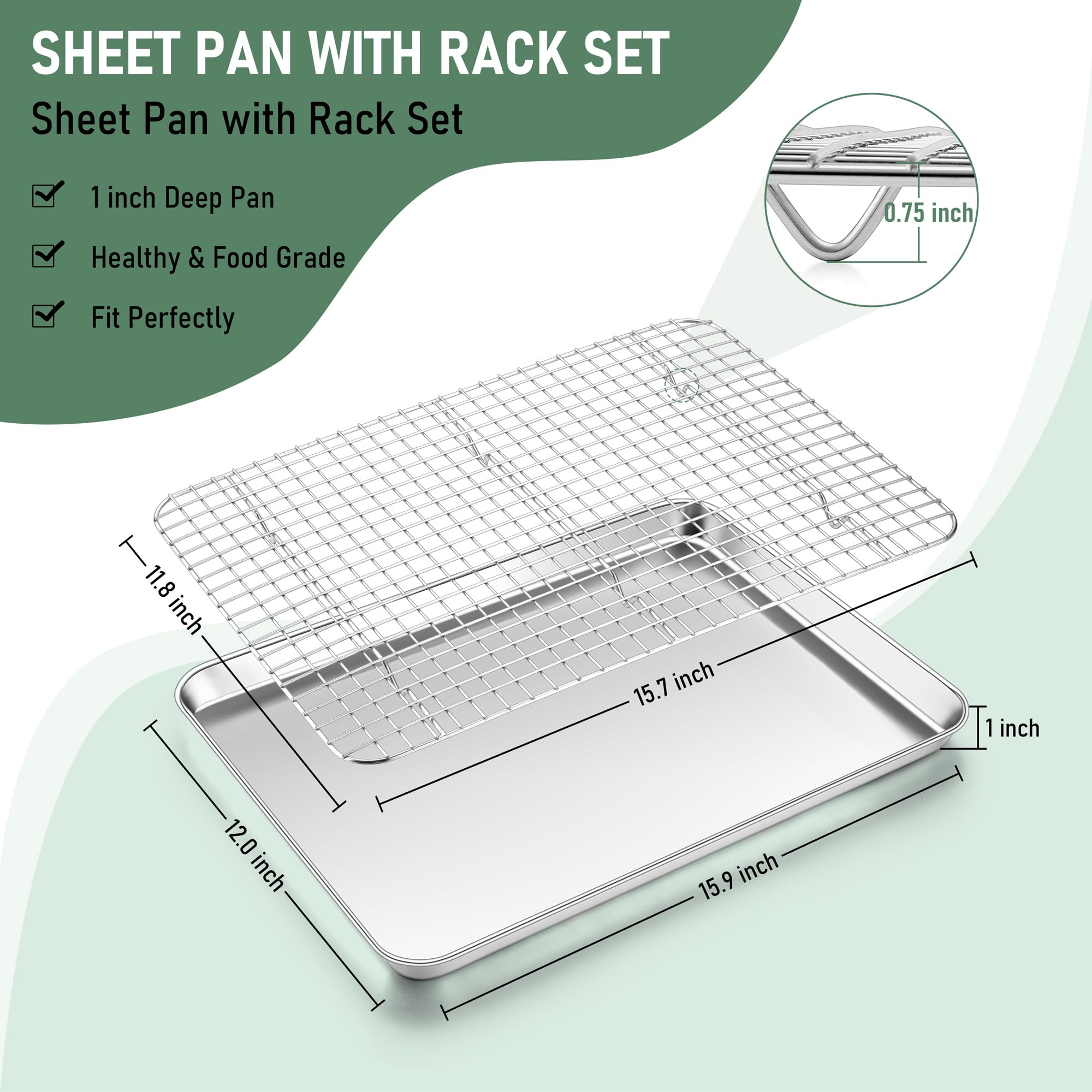 Homokit stainless steel cookie sheet with grid rack enables efficient cooling.