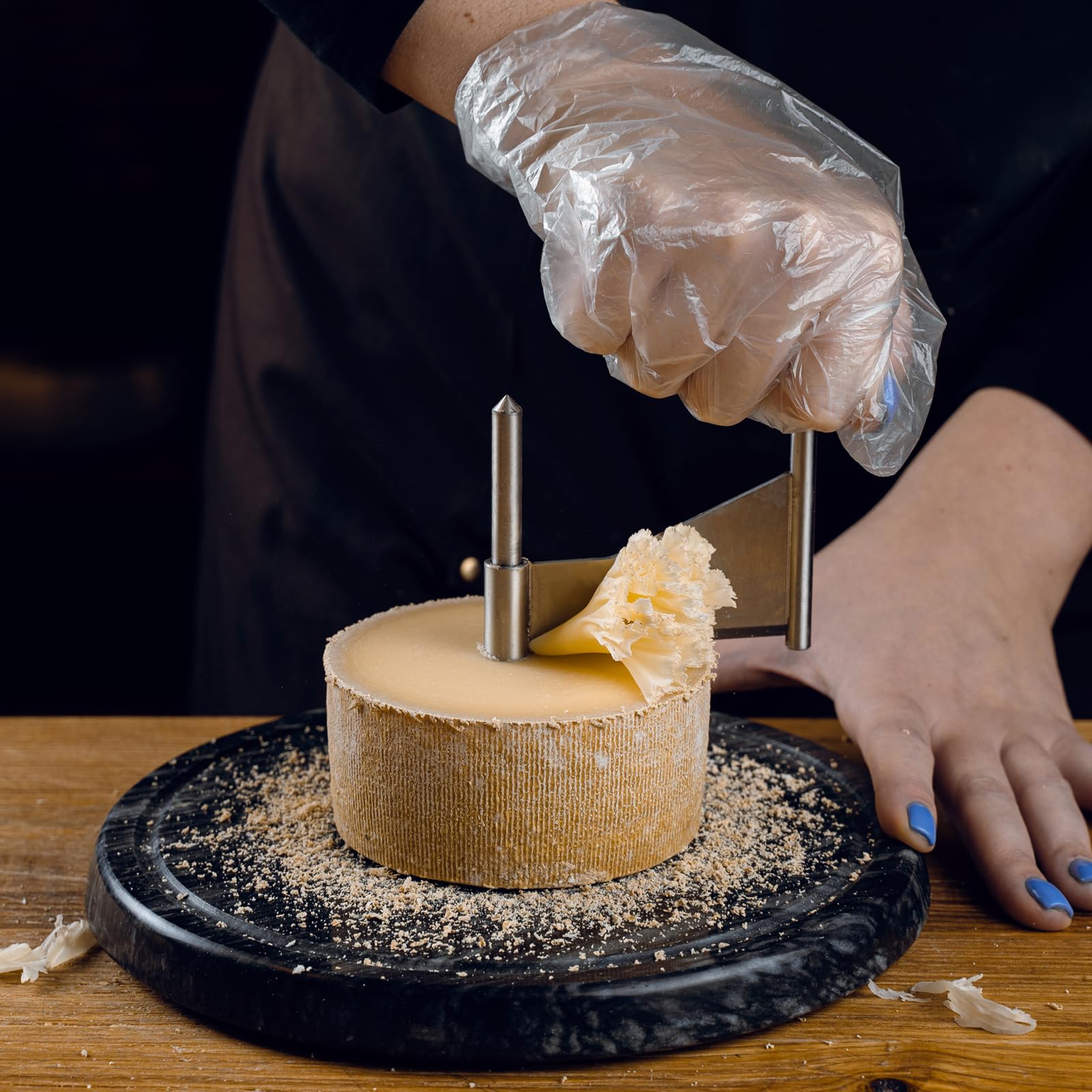 Homoyoyo cheese curler on kitchen countertop inspires creative plating.