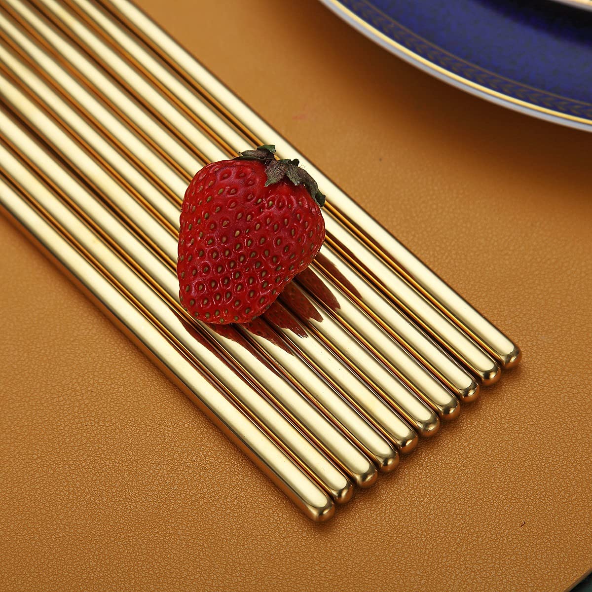 HOMQUEN gold chopsticks pair with noodles, sushi, and dumplings beautifully
