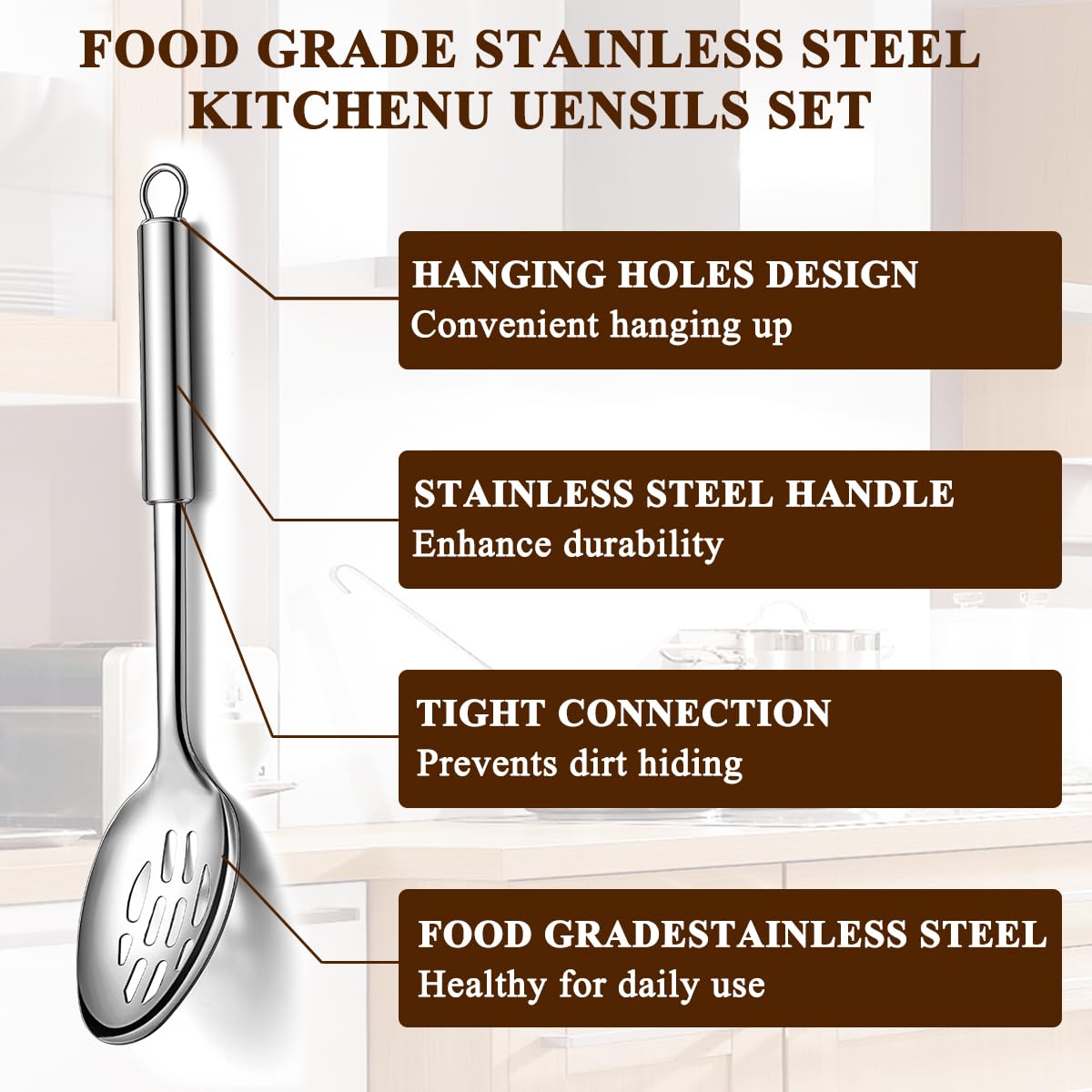 Homquen utensils with polished finish resist residue and simplify cleaning