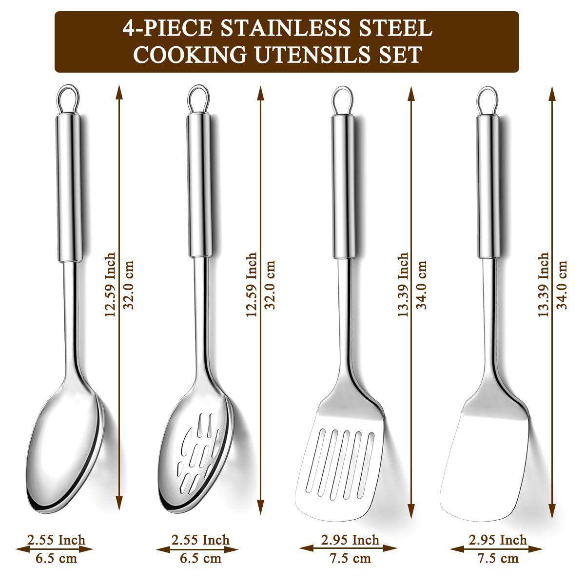 Homquen slotted spoon with vented holes for draining liquids