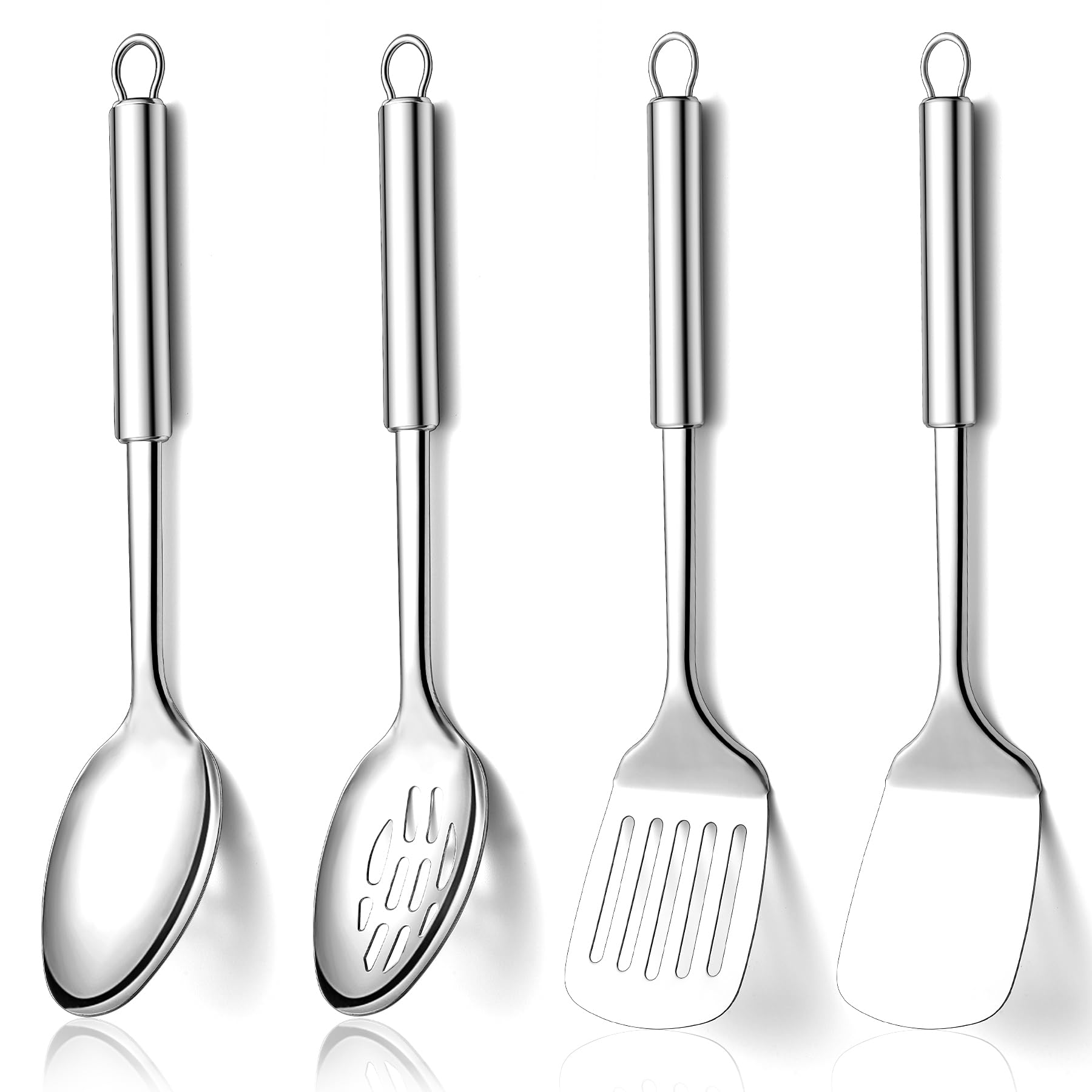 Homquen solid spoon in stainless steel, comfortable grip for stirring