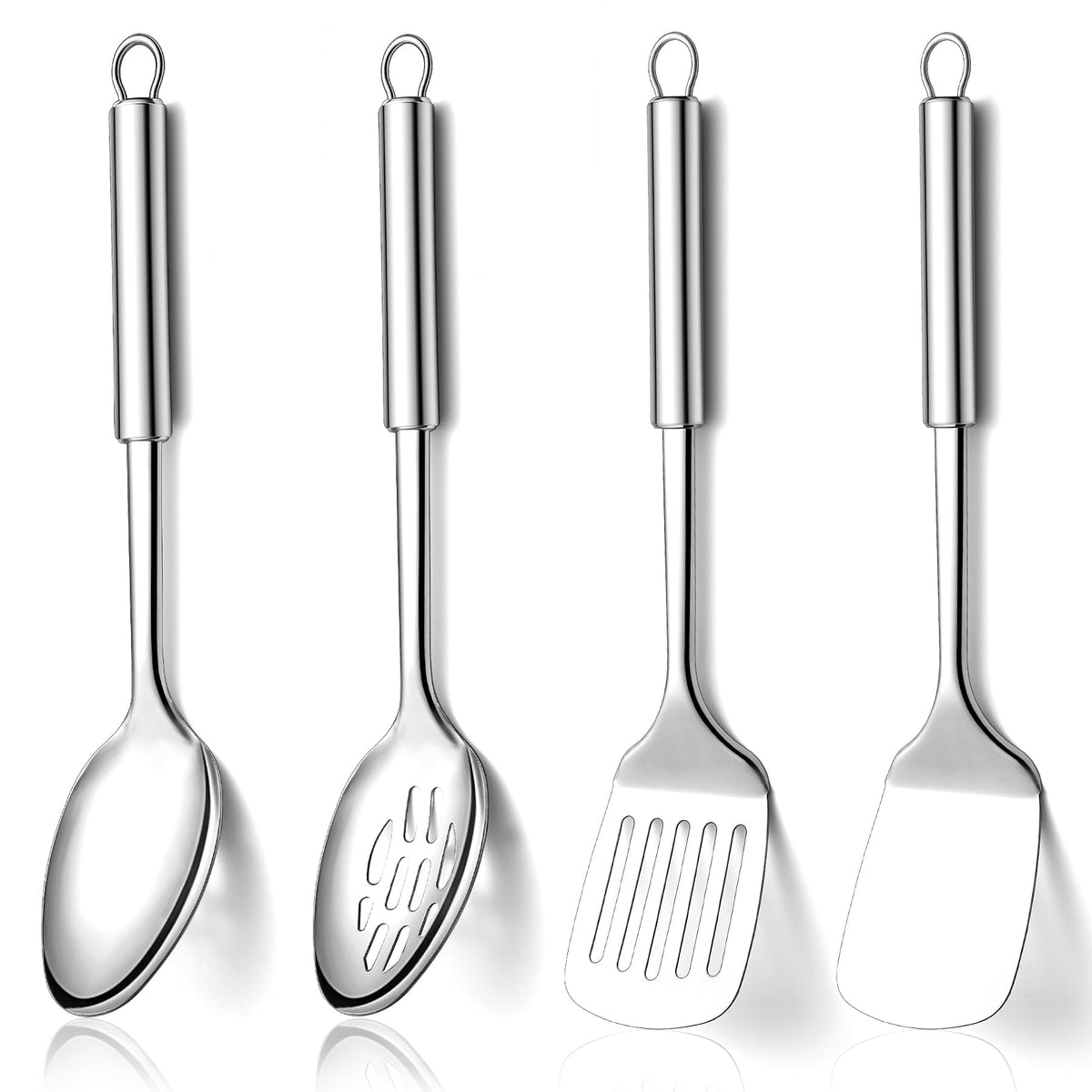 Homquen solid spoon in stainless steel, comfortable grip for stirring