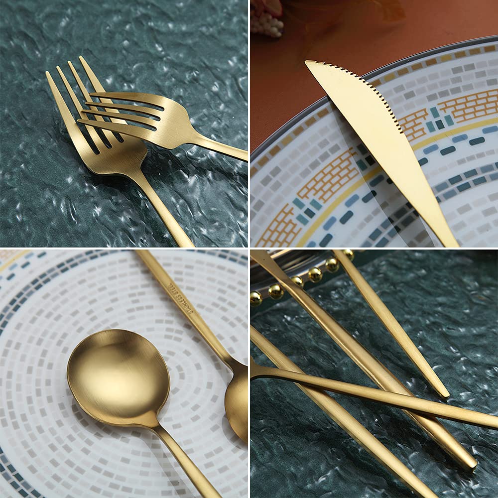 HOMQUEN matte gold silverware after dining stays gleaming in modern kitchens.