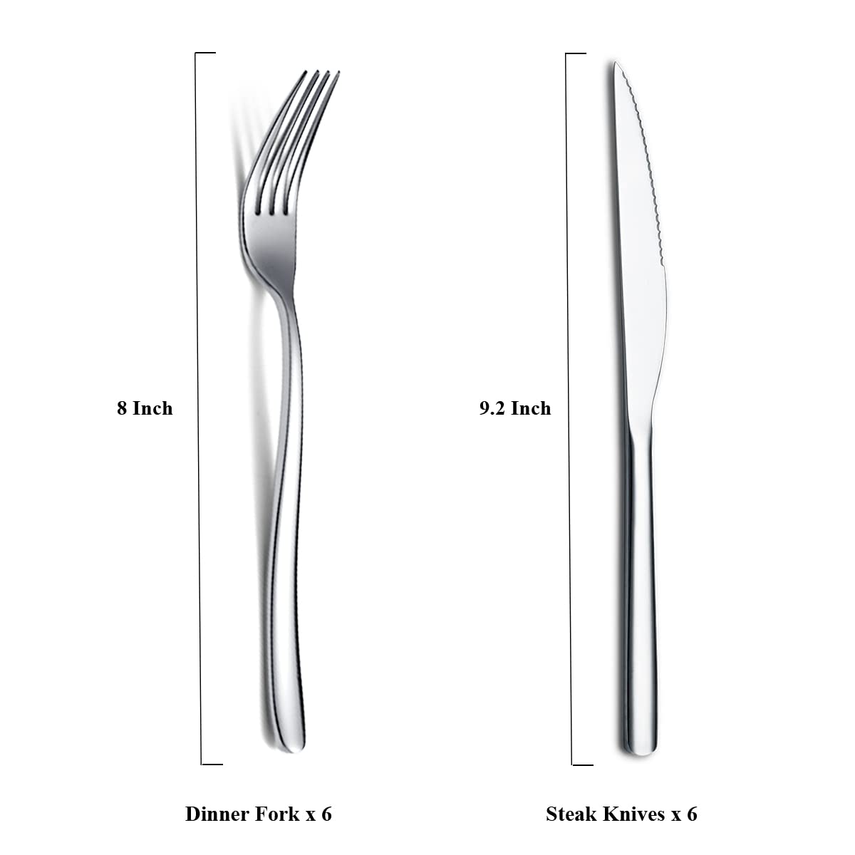 HOMQUEN steak knife closeup showing sharp edge and mirror polish