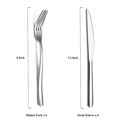 HOMQUEN steak knife closeup showing sharp edge and mirror polish