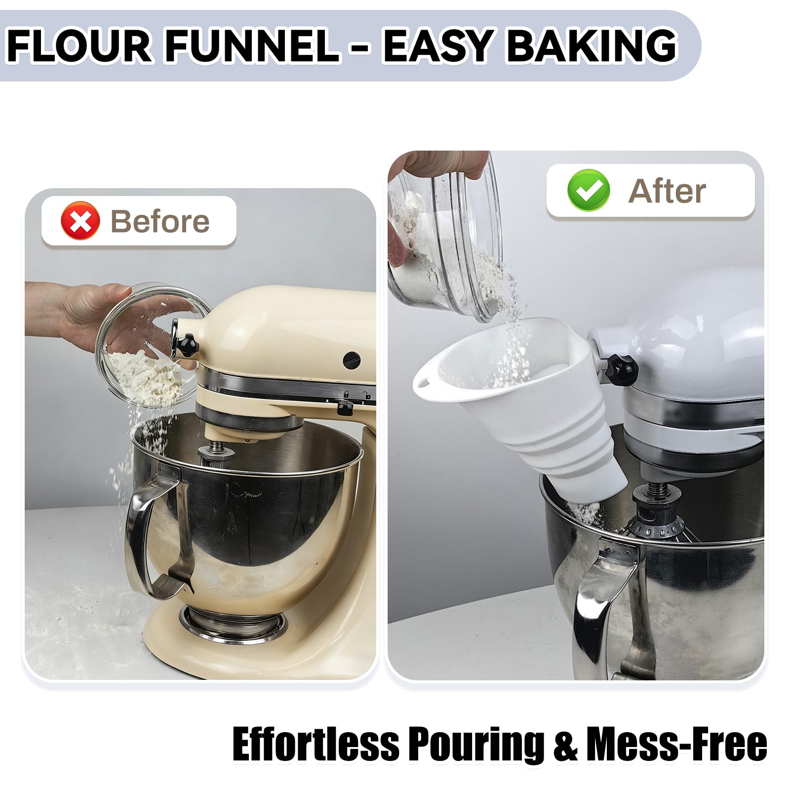 HOMDSG silicone flour funnel foldable design for compact storage after use
