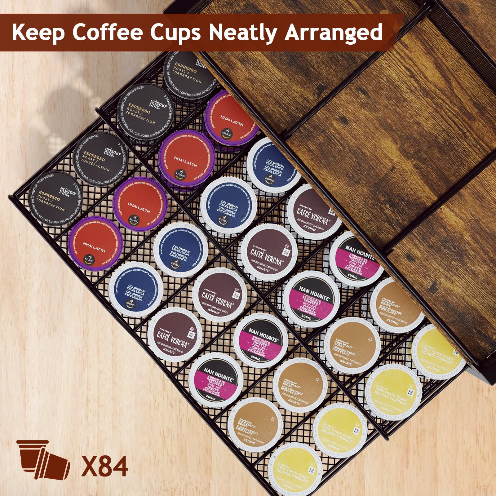 Homsorout coffee bar organizer with adjustable dividers for customization
