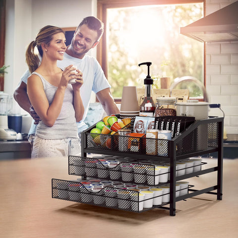 Homsorout Coffee Bar Organizer keeps essentials within reach during busy mornings.