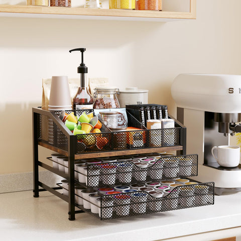 Homsorout coffee bar organizer adds rustic-modern charm to any space