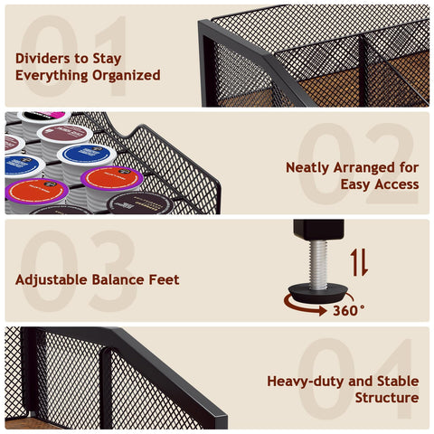 Homsorout coffee bar organizer with tea bags and sugar packets at a glance