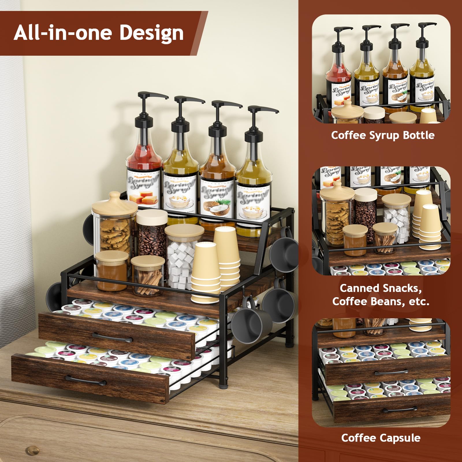 Homsorout removable baskets for small items like stirrers and packets