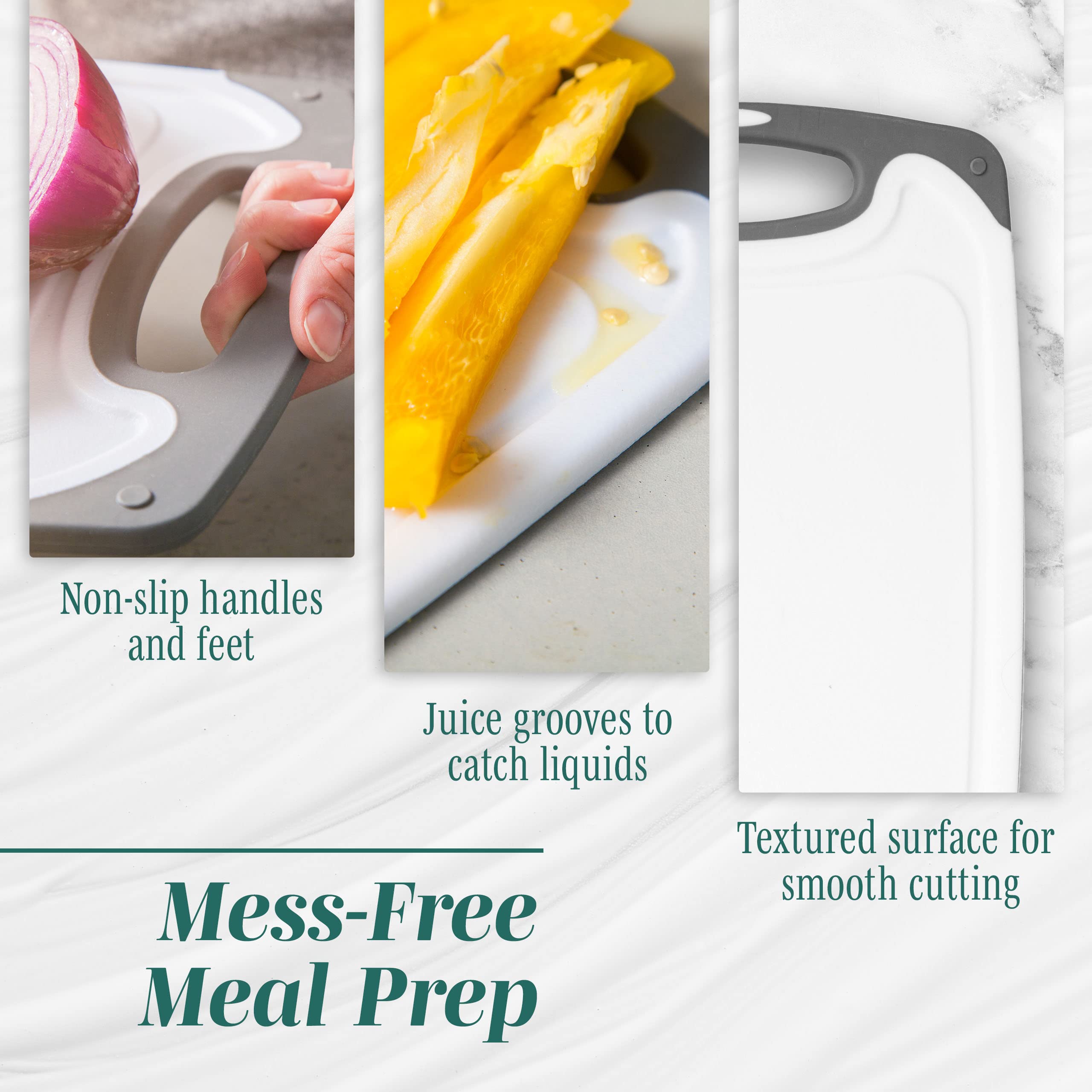 HOMWE medium gray cutting board dishwasher-safe for easy cleanup