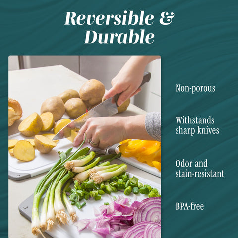 HOMWE medium gray cutting board with knife-cut session for precise chopping