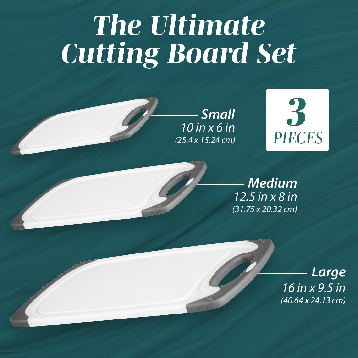 HOMWE small gray cutting board non-slip handles enhance safety