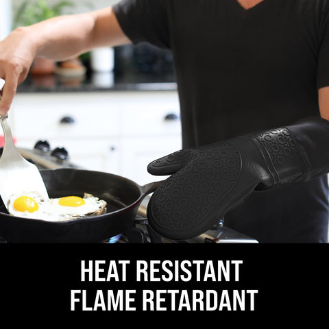 HOMWE 14.7-inch long cuff shields hands and wrists during grilling.