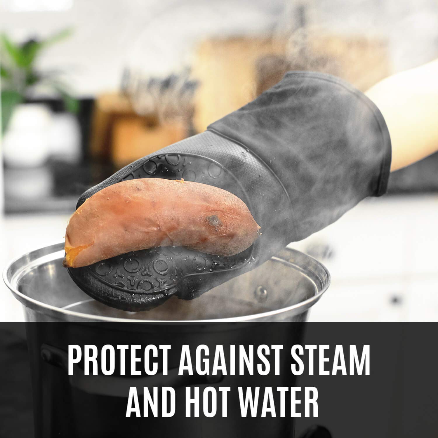 HOMWE silicone is waterproof and steam-resistant, keeping hands dry