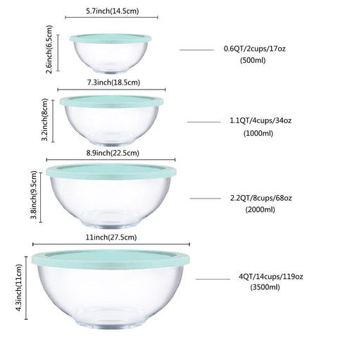 Homwin 4.0qt bowl with lid, ideal for dough and large batch prep.