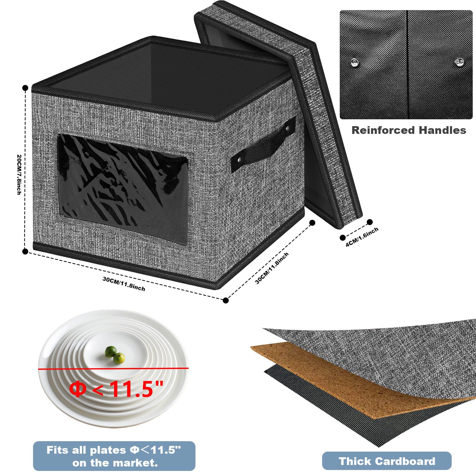 Homyfort dinnerware box with clear window for quick content checks