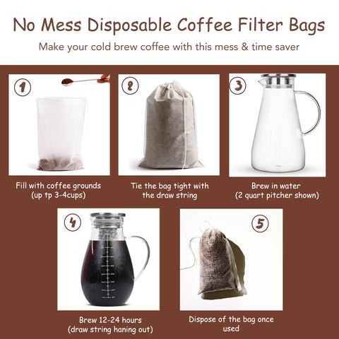 HOMYHEE cold brew bags inside filter, designed for strong concentrate.