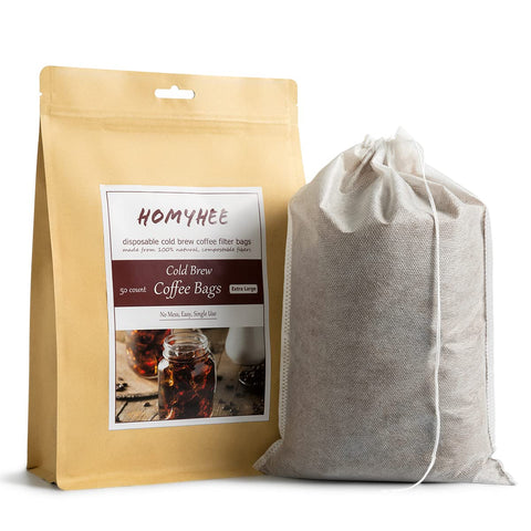 HOMYHEE disposable cold brew filter bag in 8x12 size for large-batch brewing
