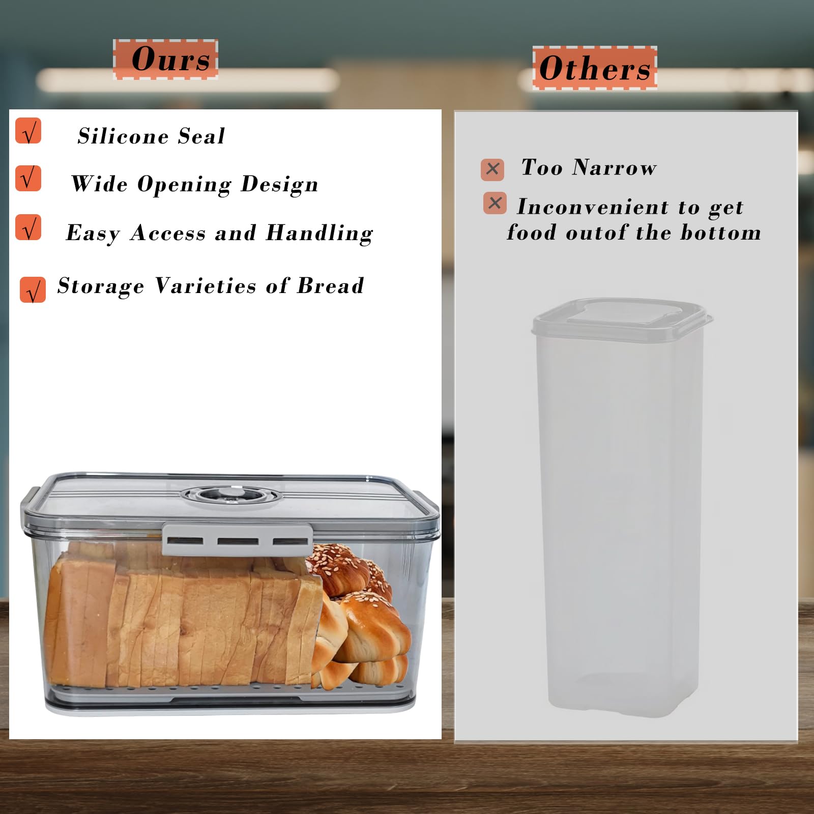 Honbuty bread box drain board drains water from produce
