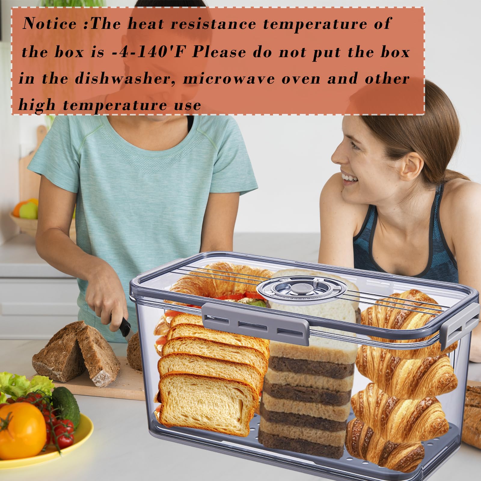 Honbuty bread box on counter keeps baked goods organized
