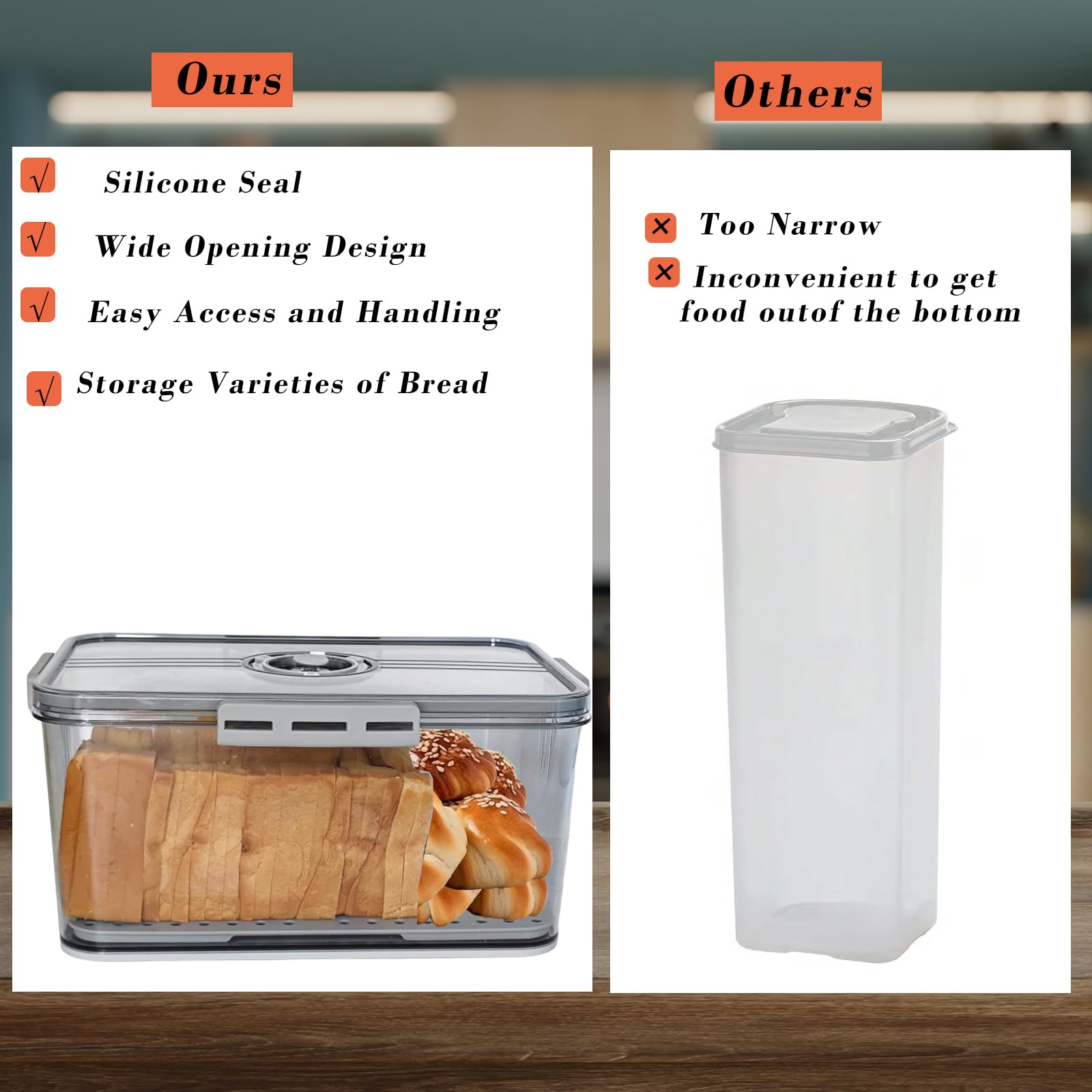 Honbuty bread box supports bread fruits vegetables and cookies