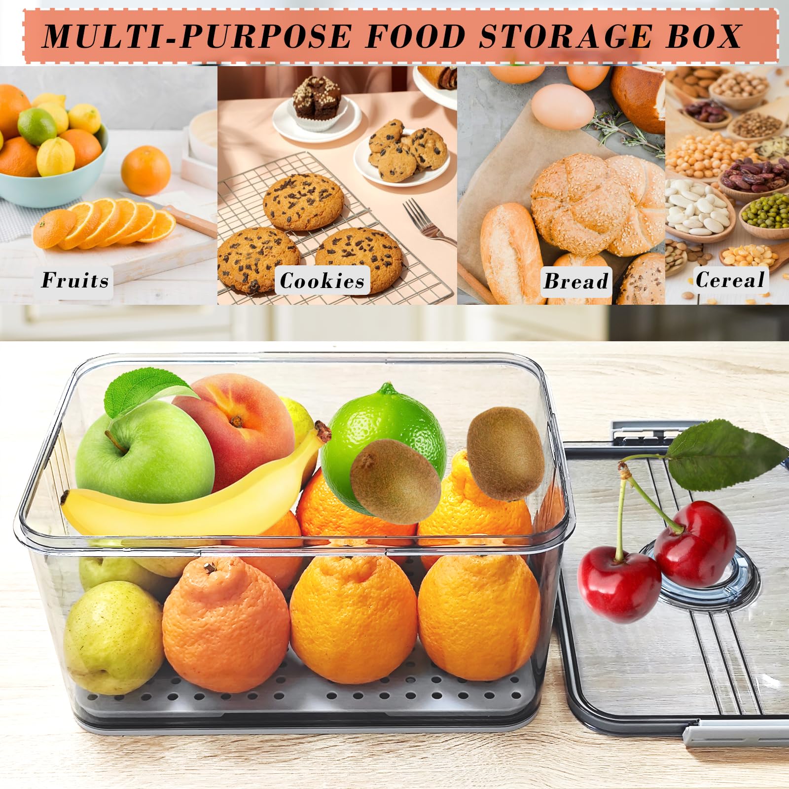 Honbuty bread box multipurpose fridge storage for produce