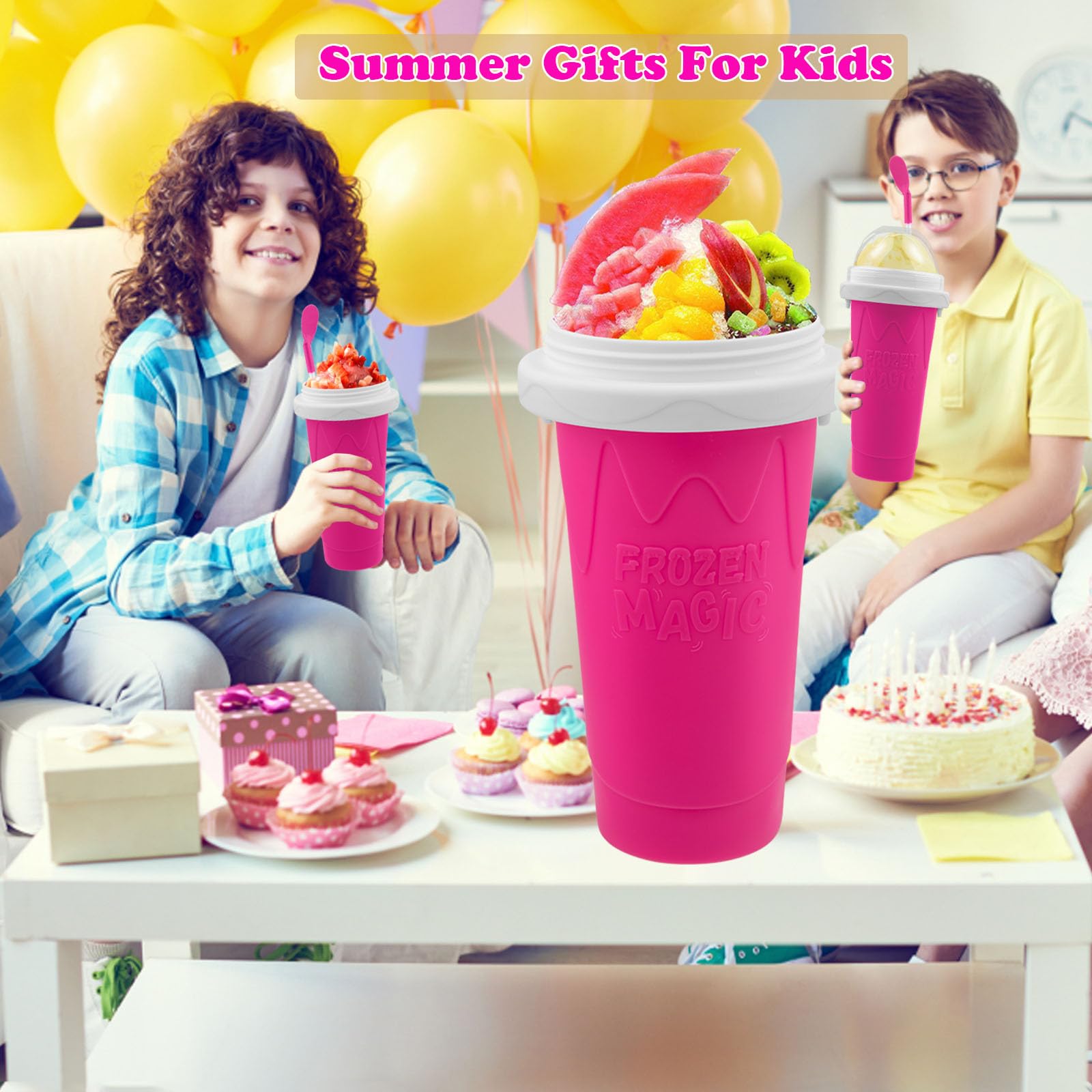 Honbuty Slushie Cup supports juice, milk, or yogurt slush options