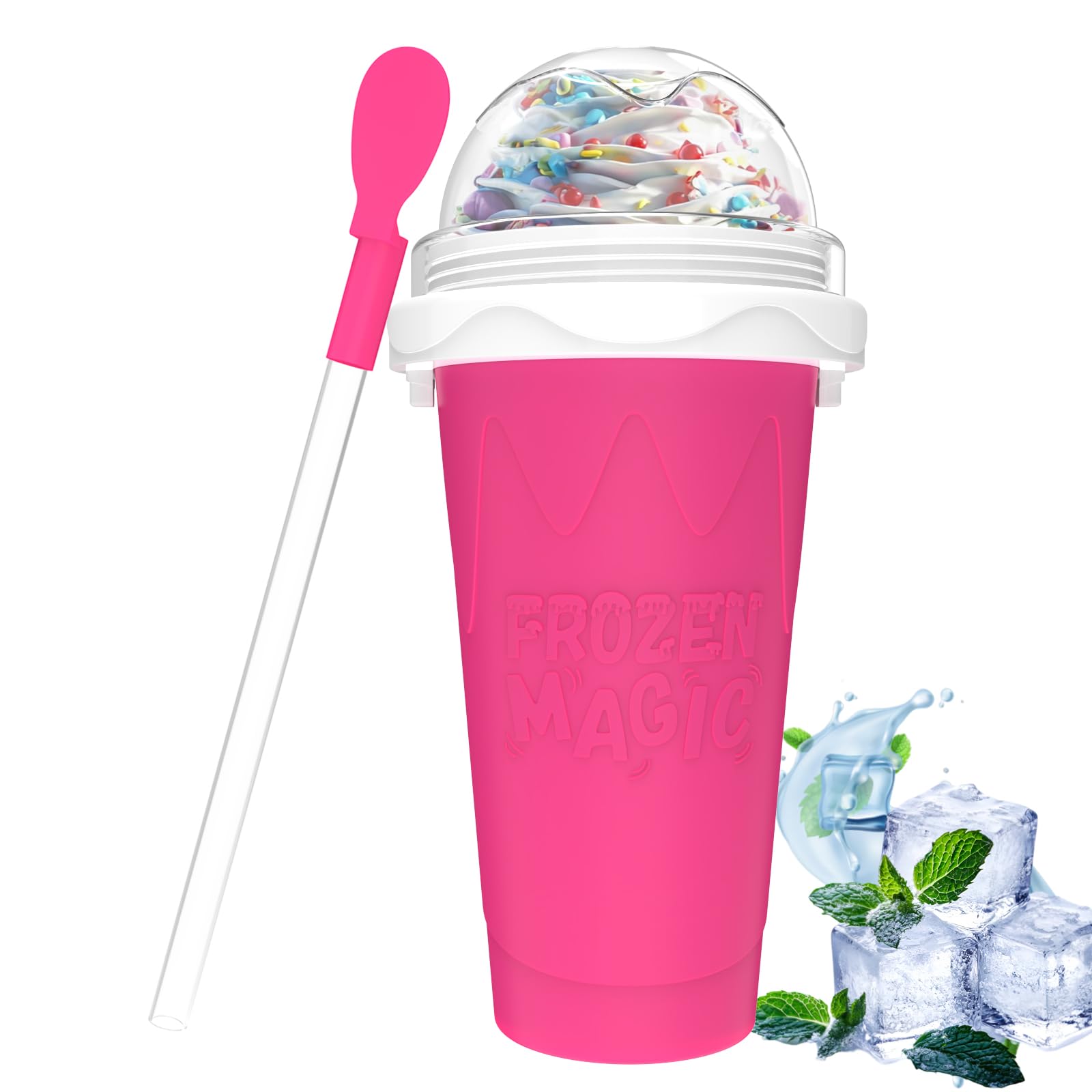 Honbuty Slushie Cup pink-lid for on-the-go refreshing slushies