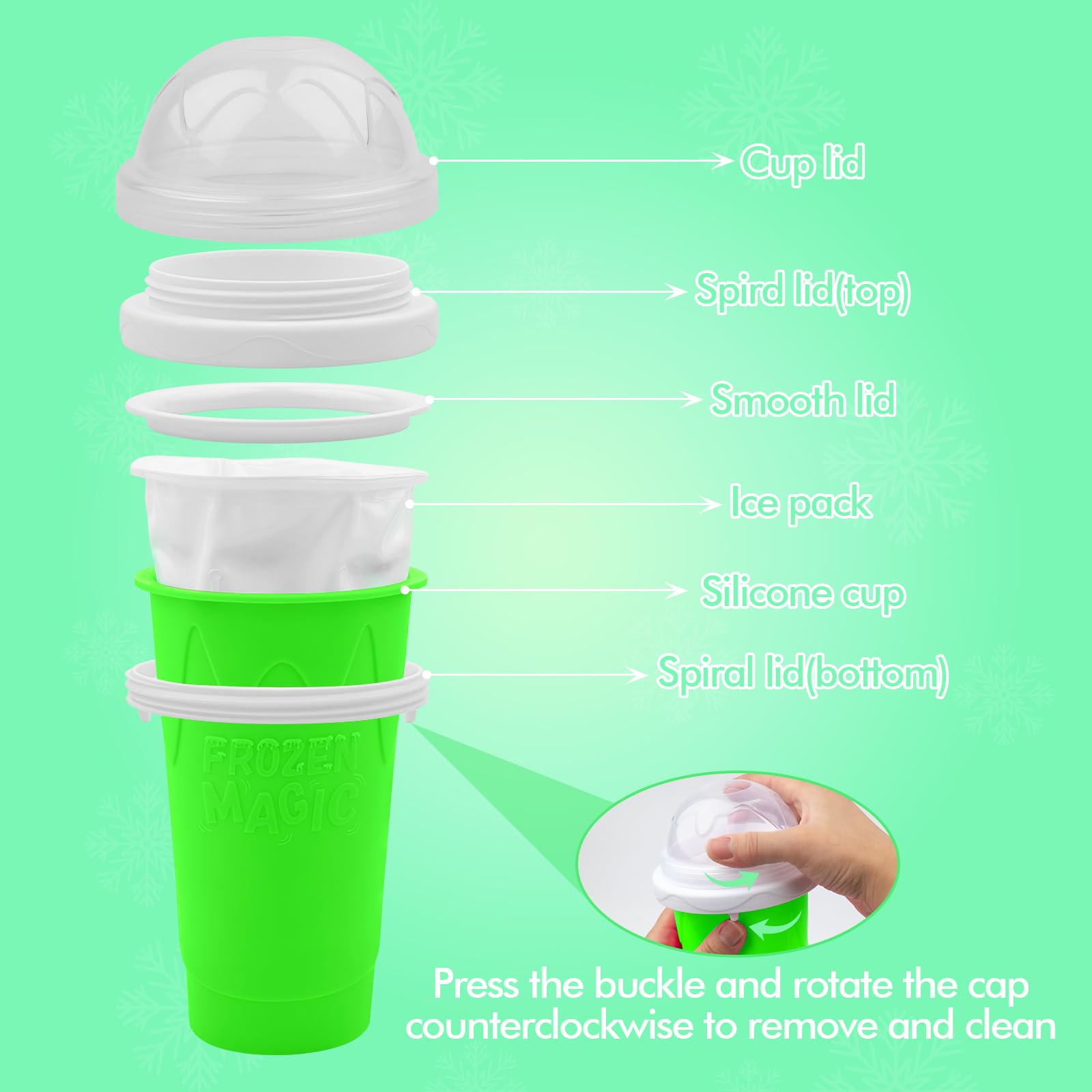 Honbuty Slushie Cup straw-spoon combo enables mess-free serving.