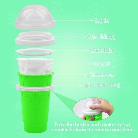 Honbuty Slushie Cup straw-spoon combo enables mess-free serving.
