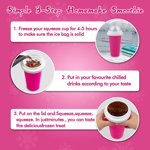 Honbuty Slushie Maker Cup squeeze action creates smooth slush quickly.