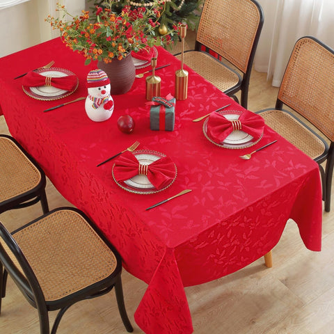 Honellaty spill-proof tablecloth helps keep the dining surface clean during holiday meals.