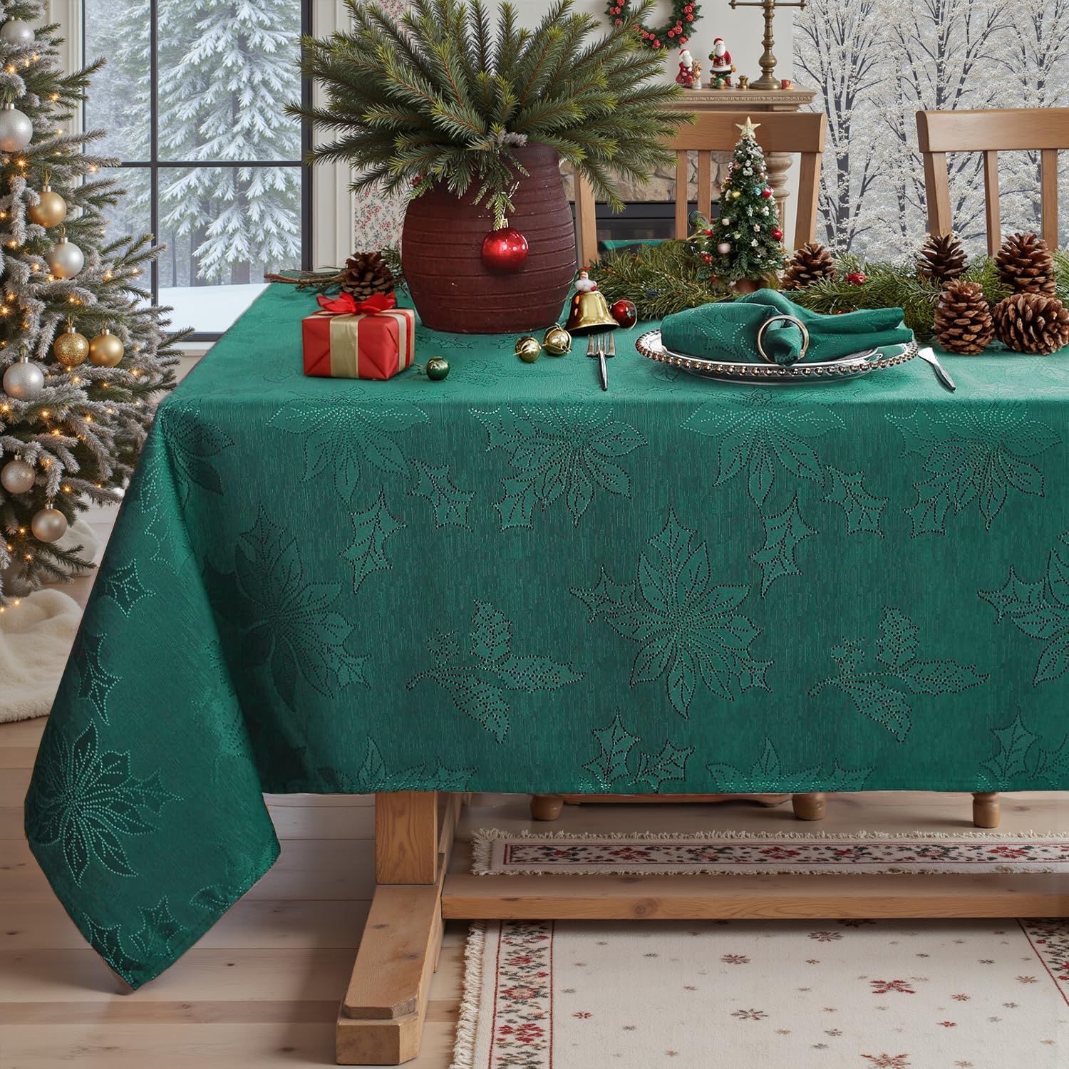 Honellaty washable polyester tablecloth resists spills and cleans easily.