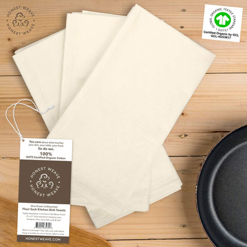 HONEST WEAVE kitchen towel drying glassware, lint-free shine.