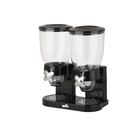Honey-Can-Do Zevro dual-control dispenser pours cereal into a bowl with precise portions.