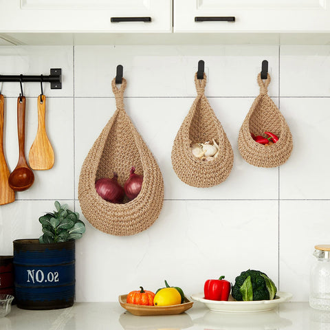 Honeydak boho kitchen decor basket on wall for stylish organization