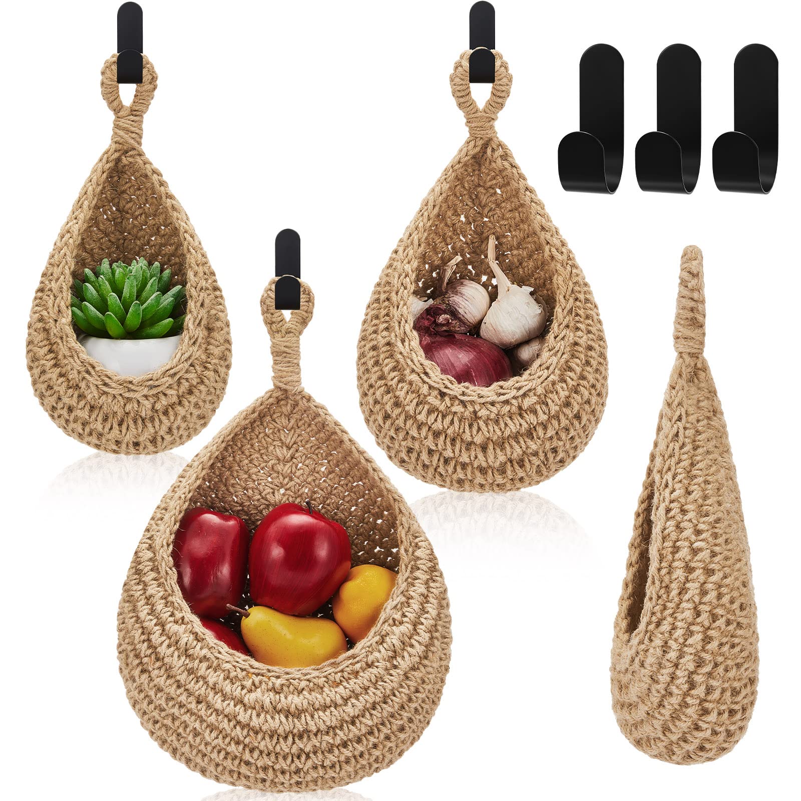 Honeydak teardrop basket in light linen for kitchen storage and organization