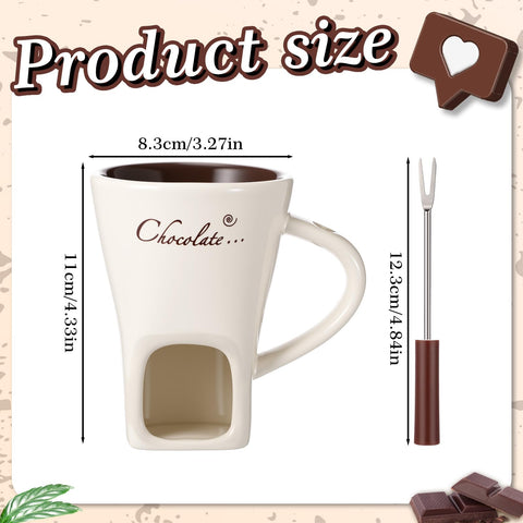 Honeydak fondue cup showing built-in candle holder to keep chocolate warm