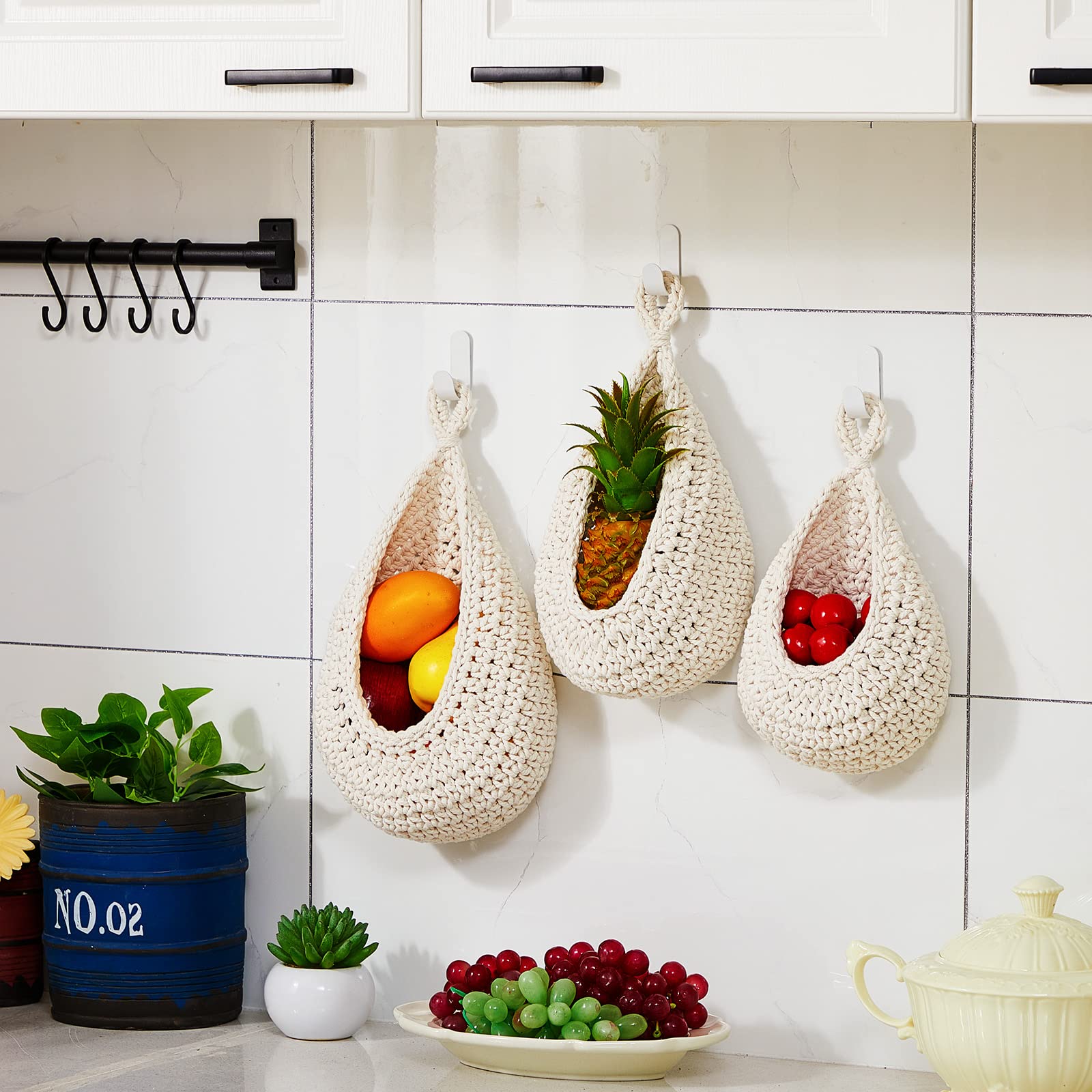 Honeydak fruit storage wall basket for versatile kitchen organization
