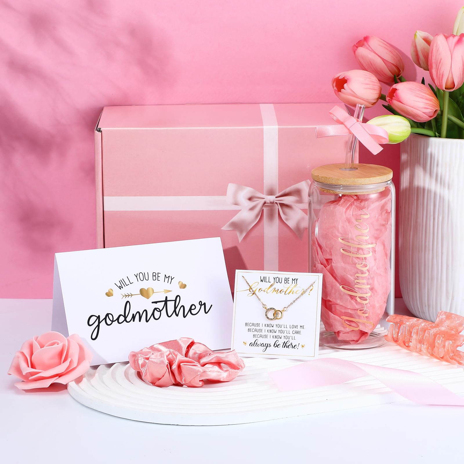 Honeydak godmother necklace included in the gift set.